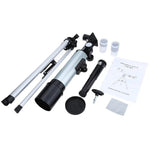 F36050 Portable Professional High Definition High Times Espace Astronomical Telescope Spotting Scope with Aluminum Alloy Tripod(Silver), F36050