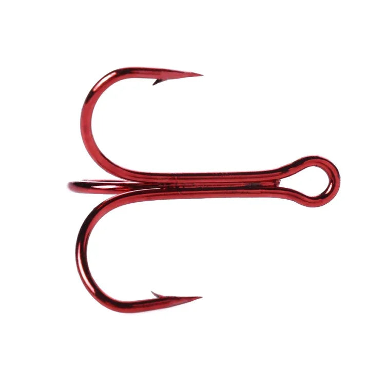HENGJIA 20 PCS Classic Red High Carbon Steel Fishing Three-jaw Treble Hooks, 6# FH023