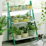 Bamboo 3-Tier Hanging Plant Stand Planter Shelves Flower Pot Storage Rack Folding Display Shelving Plants Shelf, Width: 70cm, 3-Tier Width: 70cm(Green), 3-Tier Width: 70cm(White), 3-Tier Width: 70cm(Apricot)