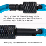 2 PCS D Shape Multi-function Outdoor Aluminium Alloy Mountaineering Buckle Lock, Random Color Delivery, 2PCS Random Color
