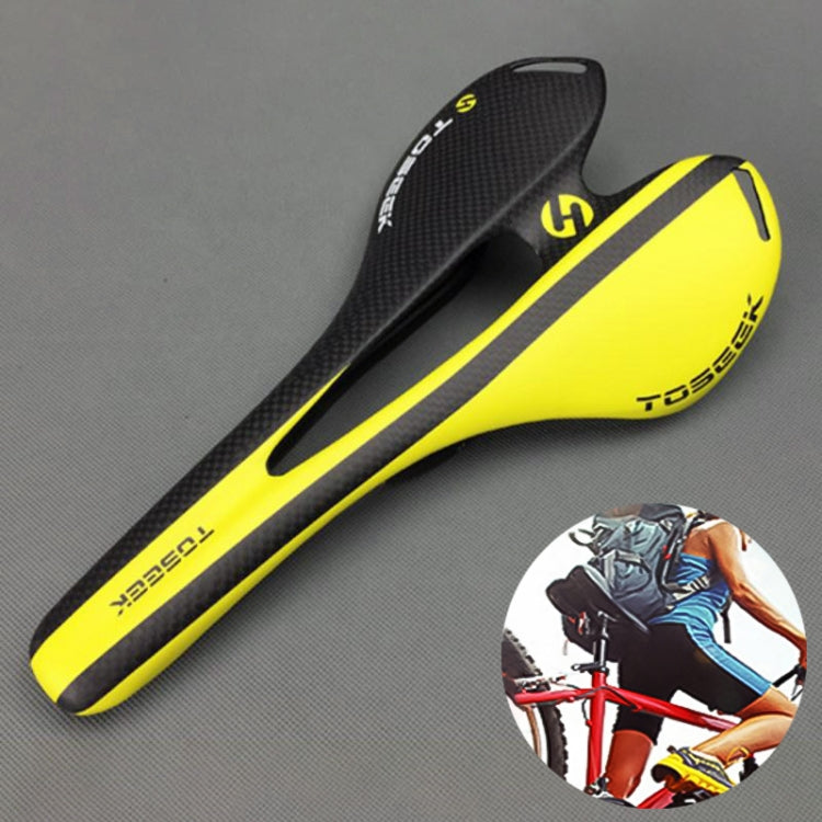 TOSEEK Road Bike Carbon Fiber Seat Bicycle Hollow Seat Saddle, 3K Texture + Extinction, Extinction(Blue), Extinction(Red), Extinction(White), Extinction(Yellow), Extinction(Black), Extinction(Orange), Extinction(Green), Extinction(Grey)