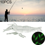 10 PCS 4cm Fishing Soft Bait Lures Popper Poper Baits, Artificial Shrimp, Luminous Shrimp, Pink Shrimp, Green Shrimp, Transparent Shrimp