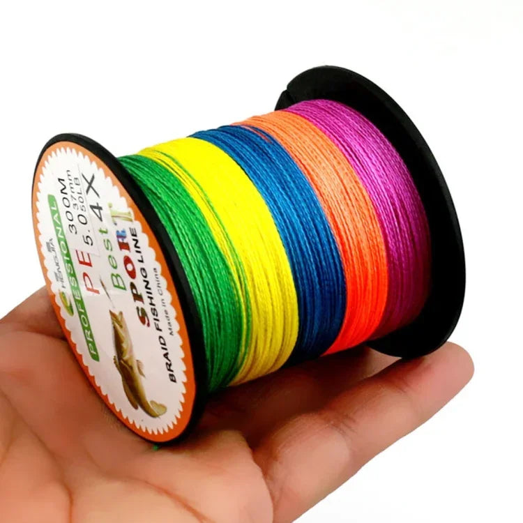 HENGJIA Colorful 3.0# 0.28mm 38LB 15.8kg Tension 300m Extra Strong 4 Shares Braid PE Fishing Line Kite Line, 3.0# 0.28mm 38LB