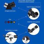 WR852 16x/66x70 High Definition High Times Astronomical Telescope with Tripod, 66x70 White