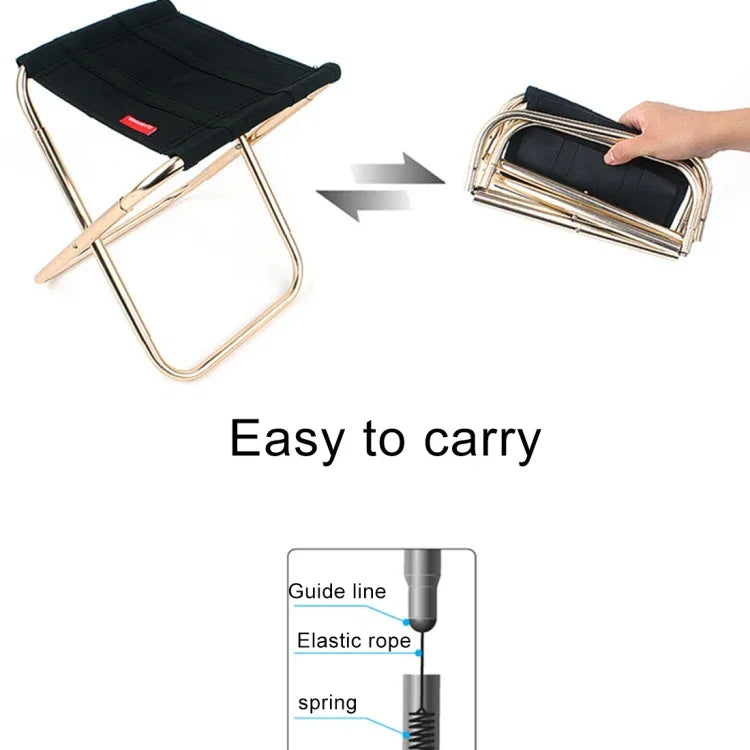 CLS Outdoor Portable Aluminum Alloy Fishing Barbecue Folding Stool, Size: 24.8*22.5*27cm, CLS Folding Stool(Black)