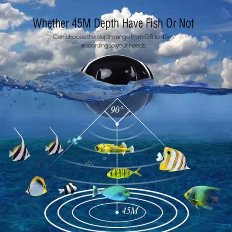 XJ-01 Wireless Fish Detector 125KHz Sonar Sensor 0.6-36m Depth Locator Fishes Finder with 2.4 inch LCD Screen & Antenna, Built-in Water Temperature Sensor, XJ-01