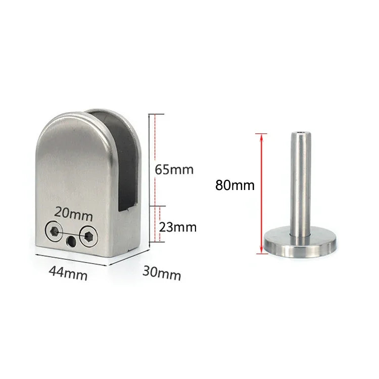 201 Stainless Steel Glass Fish Mouth Support Rod Fixing Clip with 14x80mm Rod, Specification: XL, XL, with 14x80mm Rod