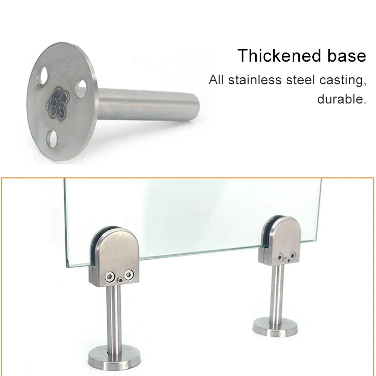 201 Stainless Steel Glass Fish Mouth Support Rod Fixing Clip with 14x80mm Rod, Specification: M, M, with 14x80mm Rod
