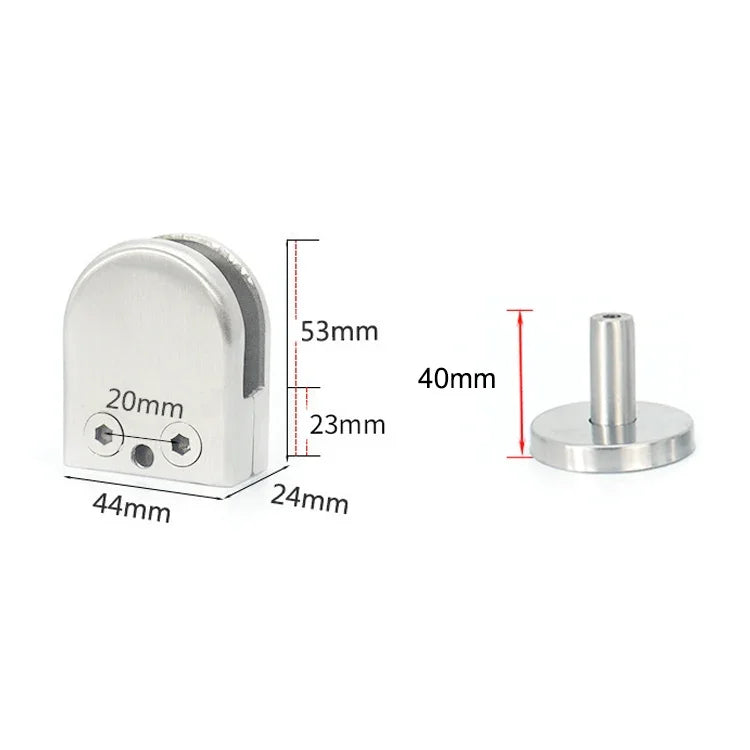 304 Stainless Steel Glass Fish Mouth Support Rod Fixing Clip with 14x40mm Rod, Specification: M, M, with 14x40mm Rod