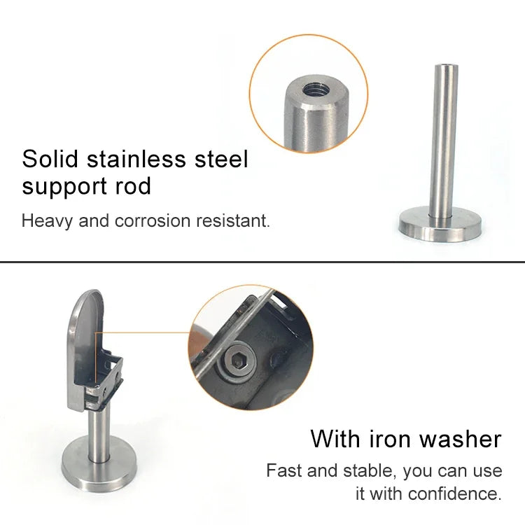 304 Stainless Steel Glass Fish Mouth Support Rod Fixing Clip with 14x40mm Rod, Specification: M, M, with 14x40mm Rod