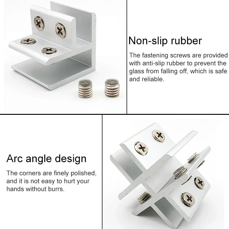 Aluminum Alloy Glass Combination Clamp Cabinet Partition Fixing Clip, 180 degrees Cliped 8-10mm, 180 degrees Cliped 8-10mm