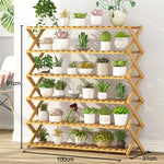 6-Layer Balcony Living Room Collapsible Solid Wood Flower Stand Potted Planting Shelves, Length: 100cm, 100cm 6-Layer
