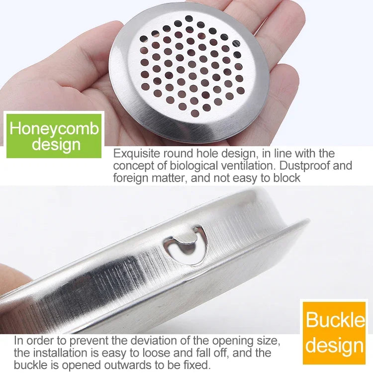 10pcs Bevel Surface 25mm Cabinet Round Air Vent Stainless Steel Louvered Grille Cover Vents with Little Holes, 25mm Bevel