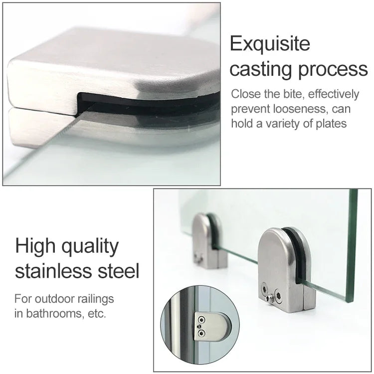 5-8mm Concave Curved Bottom Matte Polished 304 Stainless Steel Fixed Clip Railing Glass Wood Layer Board Clamp Bracket, 5-8mm, Curved Bottom, 304 Stainless Steel