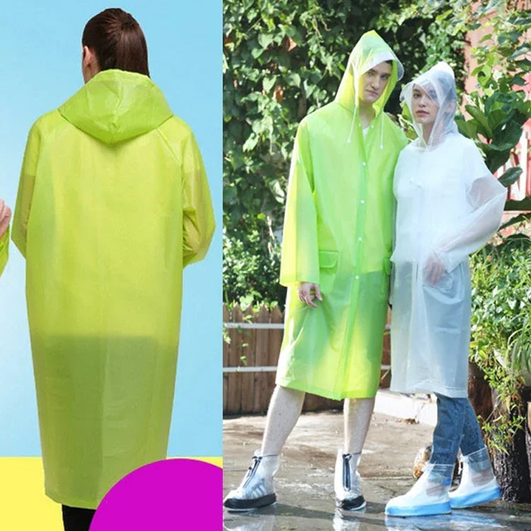 Fashion Adult Lightweight EVA Transparent Frosted Raincoat Big Hat With Pocket Size: L