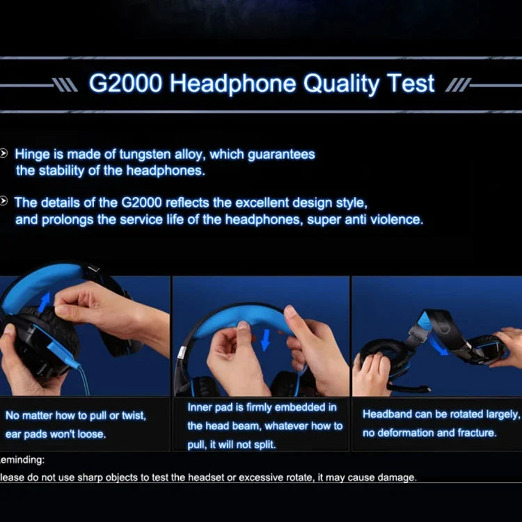 KOTION EACH G2000 Over-ear Game Gaming Headphone Headset Earphone Headband with Mic Stereo Bass LED Light for PC Gamer,Cable Length: About 2.2m(White + Red), G2000
