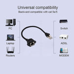 RJ45 Female to Male CAT6E Network Panel Mount Screw Lock Extension Cable, Length: 0.3m, Length: 0.3m