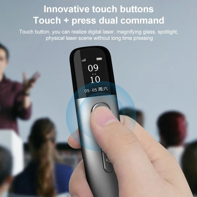 32GB Green Light Multifunctional PPT Touch Laser Page Turning Pen Wireless Presenter, A9 Pro 32GB Green Light(Grey)