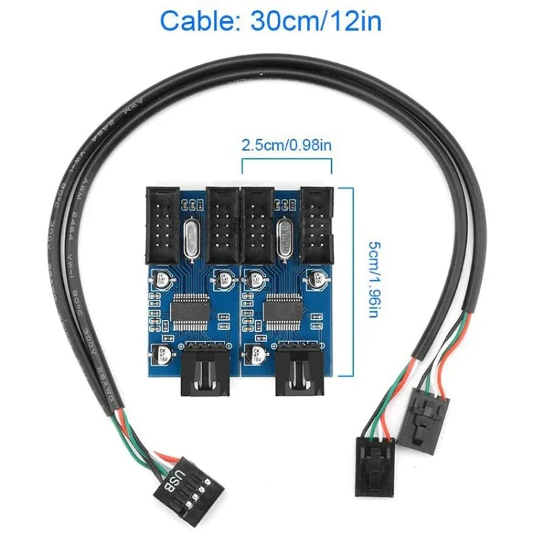 Rocketek HC427 9 Pin USB2.0 HUB Adapter One-to-Four Splitter Circuit Board, One-to-Four