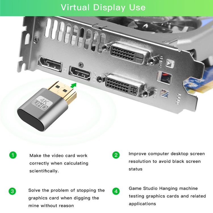 VGA Virtual Display Adapter HDMI 1.4 DDC EDID Dummy Plug Headless Display Emulator, Silver, Pink, Grey, Gold, Red