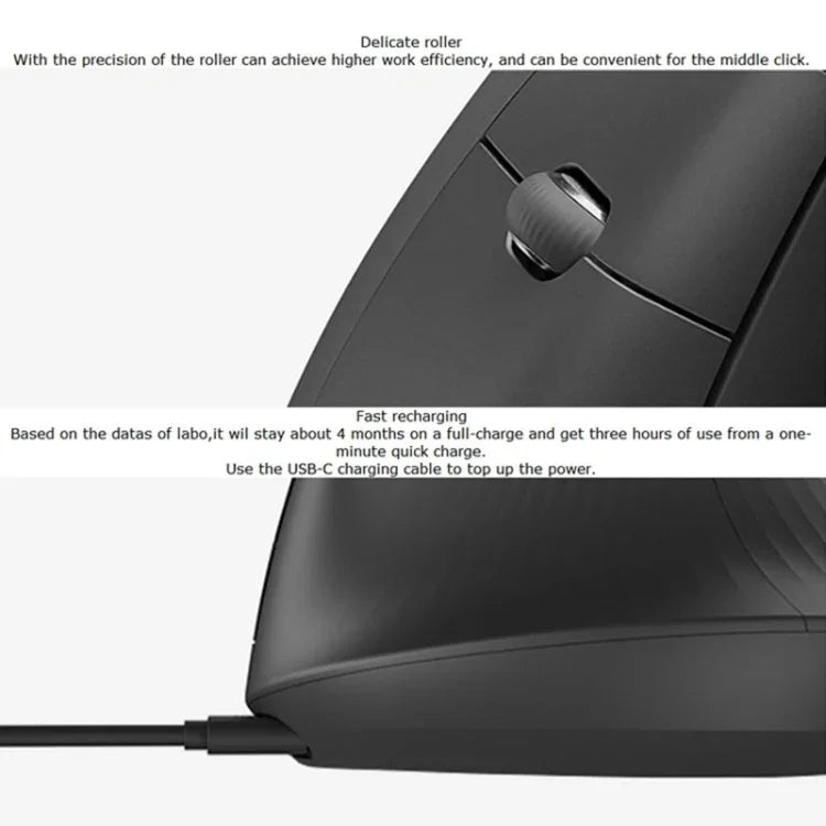 Logitech MX Vertical 4000DPI USB-C / Type-C + Unifying + Bluetooth Three-mode Ergonomic Wireless Vertical Optical Mouse, MX Vertical