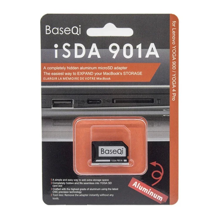 BASEQI Hidden Aluminum Alloy SD Card Case for Lenovo Ideapad 320S Laptop, For Lenovo Ideapad 320S