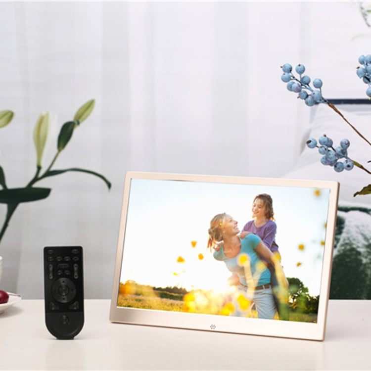 HSD1303 13.3 inch LED 1280x800 High Resolution Display Digital Photo Frame with Holder and Remote Control, Support SD / MMC / MS Card / USB Port, UK Plug(Gold), HSD1303 13.3 inch