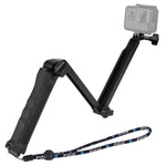 PULUZ 3-Way Grip Foldable Tripod Selfie-stick Extension Monopod for DJI, Insta360, GoPro and Other Action Cameras, Length: 20-58cm, Length: 20-58cm