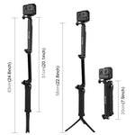 PULUZ 3-Way Grip Foldable Tripod Selfie-stick Extension Monopod for DJI, Insta360, GoPro and Other Action Cameras, Length: 20-58cm, Length: 20-58cm