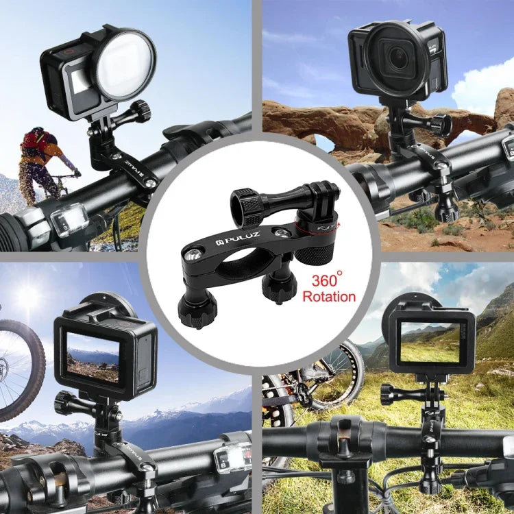 PULUZ 360 Degree Rotation Bike Aluminum Handlebar Adapter Mount with Screw for GoPro, Insta360, DJI and Other Action Cameras, Handlebar Adapter Mount 2