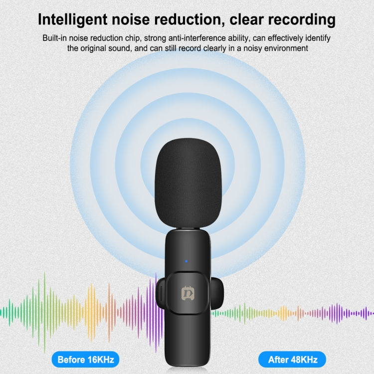 Wireless Lavalier Noise Reduction Reverb Microphone for 8-Pin Device, Support Phone Charging, 8 Pin Wireless Microphone