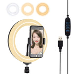 PULUZ 7.9 inch 20cm USB 3 Modes Dimmable Dual Color Temperature LED Curved Light Ring Vlogging Selfie Photography Video Lights with Phone Clamp, 7.9 inch