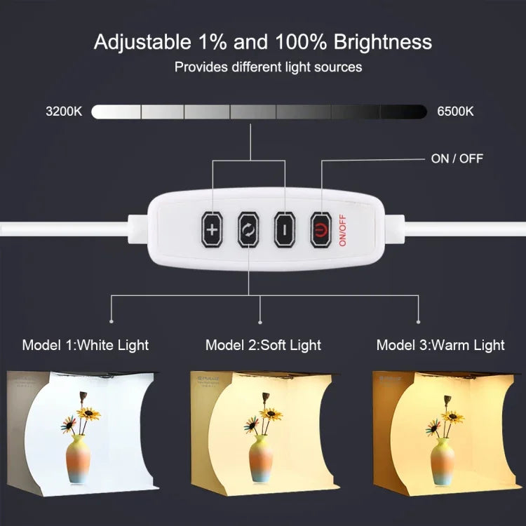 PULUZ 30cm Folding Portable Ring Light Board Photo Lighting Studio Shooting Tent Box Kit with 6 Colors Backdrops (Black, White, Yellow, Red, Green, Blue), Unfold Size: 31cm x 31cm x 32cm, 30cm Box