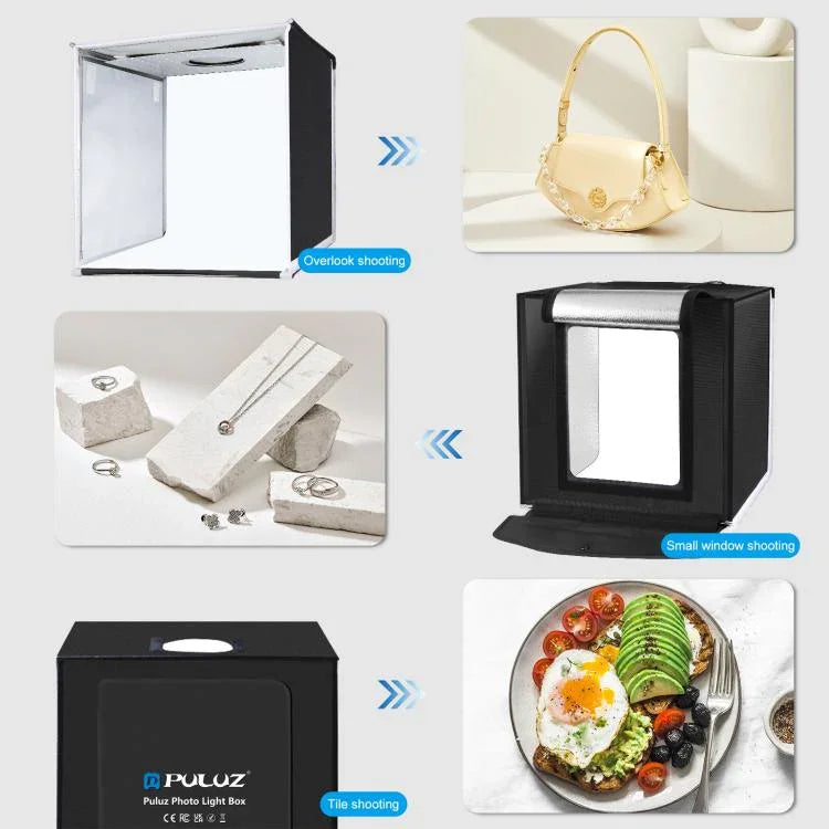 PULUZ 40cm Folding Portable White Light Dimmable Photo Lighting Studio Shooting Tent Box Kit with 6 Colors (Black, Orange, White, Red, Green, Blue) Backdrops, 40cm Box(US), 40cm Box(UK), 40cm Box(EU), 40cm Box(AU)