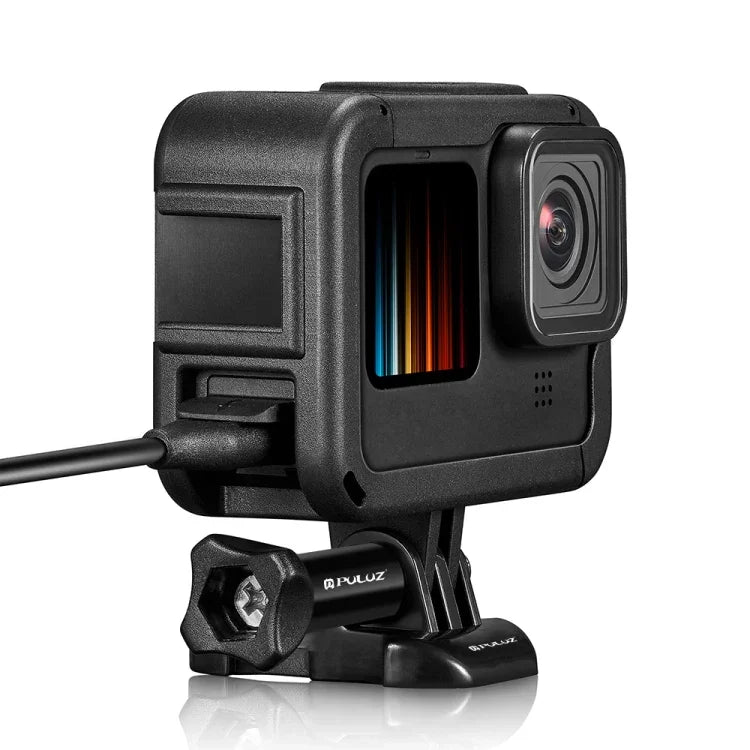 PULUZ Chargeable PA Frame Mount Cage with Cold Shoe Base Slot for GoPro HERO13 Black /12 Black /11 Black /11 Black Mini /10 Black /9 Black, Chargeable PA Frame Mount