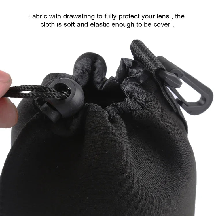 Neoprene SLR Camera Lens Carrying Bag Pouch Bag with Carabiner, Size: 8x10cm, Size: 8x10cm