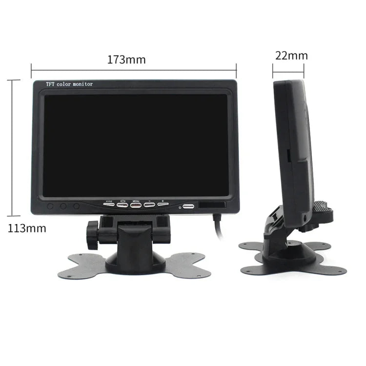 7.0 inch Car Monitor / Surveillance Cameras Monitor with Adjustable Angle Holder & Remote Controller, Dual Video Input, 7.0 inch, Dual Video Input