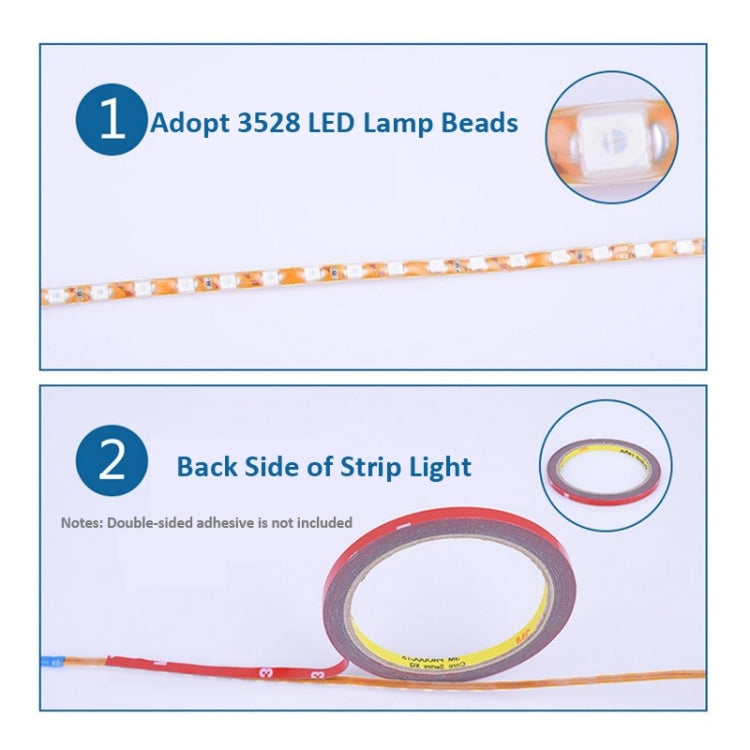 5 PCS Normally-on Style 45 LED 3528 SMD Waterproof Flexible Car Strip Light for Car Decoration, DC 12V, Length: 45cm, 45cm+Dark Blue, 45cm+Green, 45cm+Ice blue, 45cm+Pink, 45cm+Red, 45cm+White, 45cm+Yellow