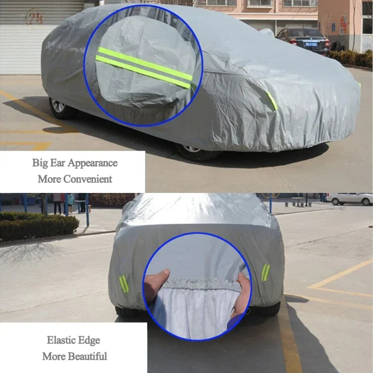 PEVA Anti-Dust Waterproof Sunproof Hatchback Car Cover with Warning Strips, Fits Cars up to 4.5m(177 inch) in Length, 177inch (XL)