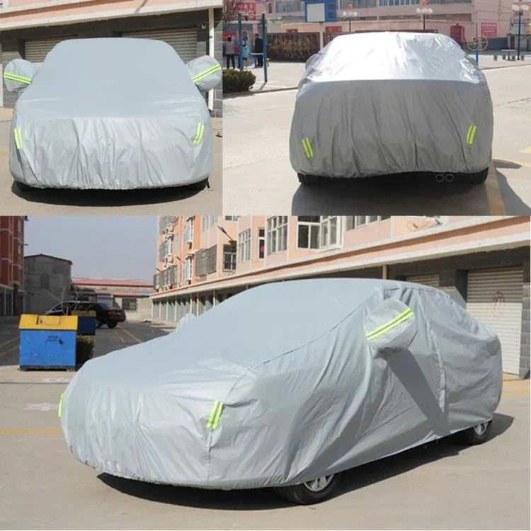 PEVA Anti-Dust Waterproof Sunproof Hatchback Car Cover with Warning Strips, Fits Cars up to 4.5m(177 inch) in Length, 177inch (XL)