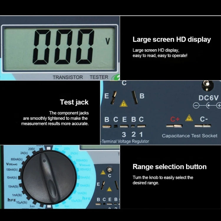 DY294 Professional 2.7 inch LCD Digital Transistor Parameter Tester Meter (4*AA)
