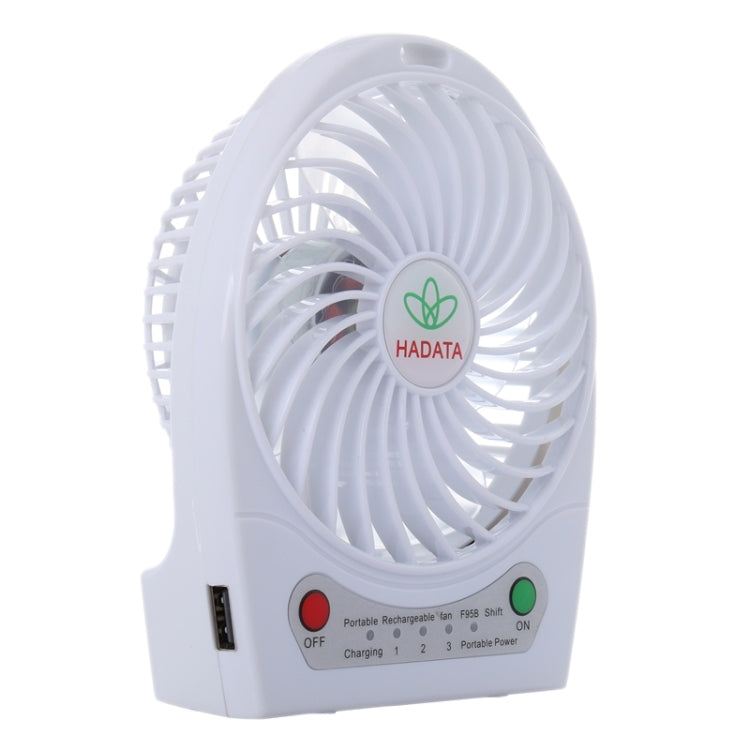 Hadata 4.3 inch Portable USB / Li-ion Battery Powered Rechargeable Fan with Third Wind Gear Adjustment & Clip