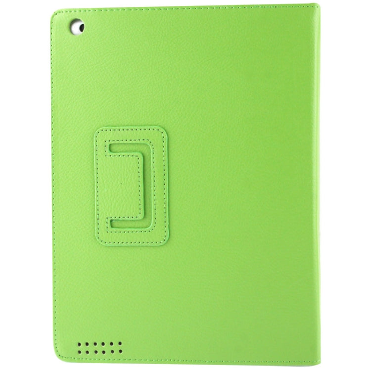 High Quality Litchi Texture Folding Leather with Sleep / Wake-up & Holder Function for iPad 2 / iPad 3 / iPad 4