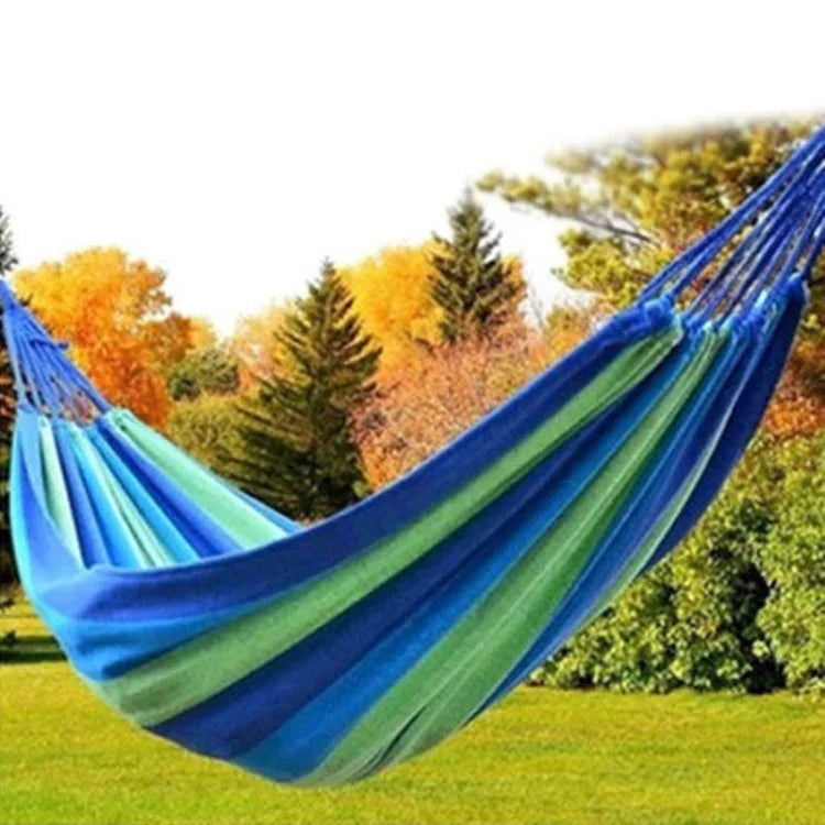Strip Single Camping Outdoor Canvas Hammock, Size: 185cm x 80cm, 185cm x 80cm (Red), 260cm x 100cm (Blue)