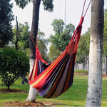 Strip Single Camping Outdoor Canvas Hammock, Size: 185cm x 80cm, 185cm x 80cm (Red), 260cm x 100cm (Blue)