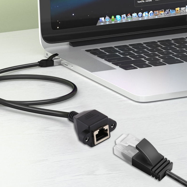 RJ45 Female to Male CAT5E Network Panel Mount Screw Lock Extension Cable, Length: 1.5m, 1.5m