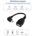 90 Degree Mini USB Male to USB 2.0 AF Adapter Cable with OTG Function, Length: 13cm, Right Augle Mini USB, 13cm