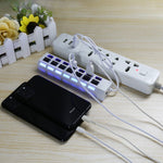 7 Ports USB Hub 2.0 USB Splitter High Speed 480Mbps with ON/OFF Switch / 7 LEDs, 7 Ports (Black)