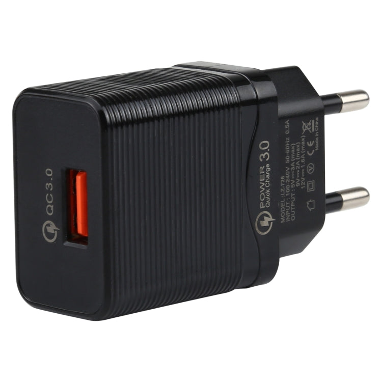 LZ-728 2 in 1 18W QC 3.0 USB Interface Travel Charger + USB to USB-C / Type-C Data Cable Set, EU Plug, Cable Length: 1m, with USB-C / Type-C Cable