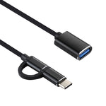 USB 3.0 Female to Micro USB + USB-C / Type-C Male Charging + Transmission OTG Nylon Braided Adapter Cable, Cable Length: 11cm, Micro USB Black, Micro USB Blue, Micro USB Red, Micro USB Silver, Micro USB  White